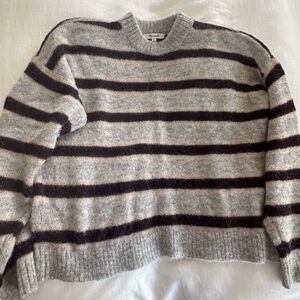 Madewell Striped Gray and Brown Sweater